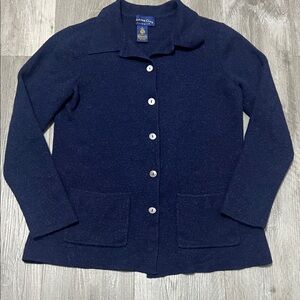 Charter Club clsssics 100% pure new wool cardigan/ navy blue / size S